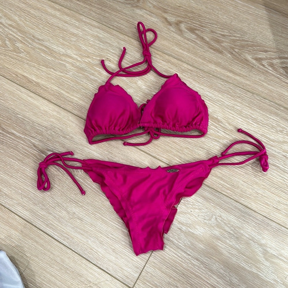Luli Fama pink string bikini